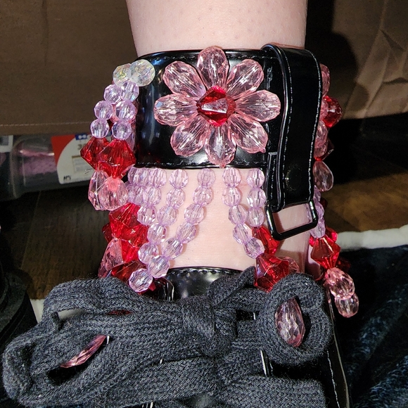 NWT Dolls Kill Bad Ass Flower Power Boho Hippie Beaded MaryJanes - Picture 5 of 8